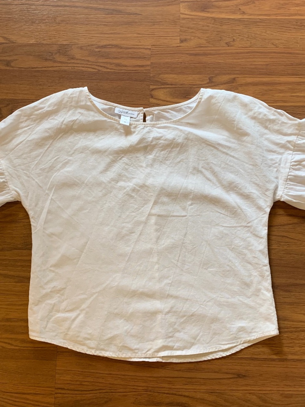 Jaclyn Smith Linen Cotton Blend Flutter Sleeve Top | S